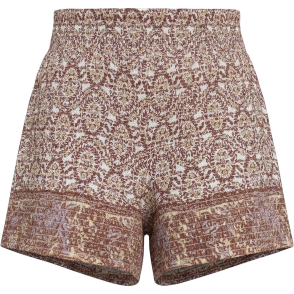 Free People Smocked Floral Shorts Brown Boho High Waisted Size M OB964964